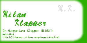 milan klapper business card